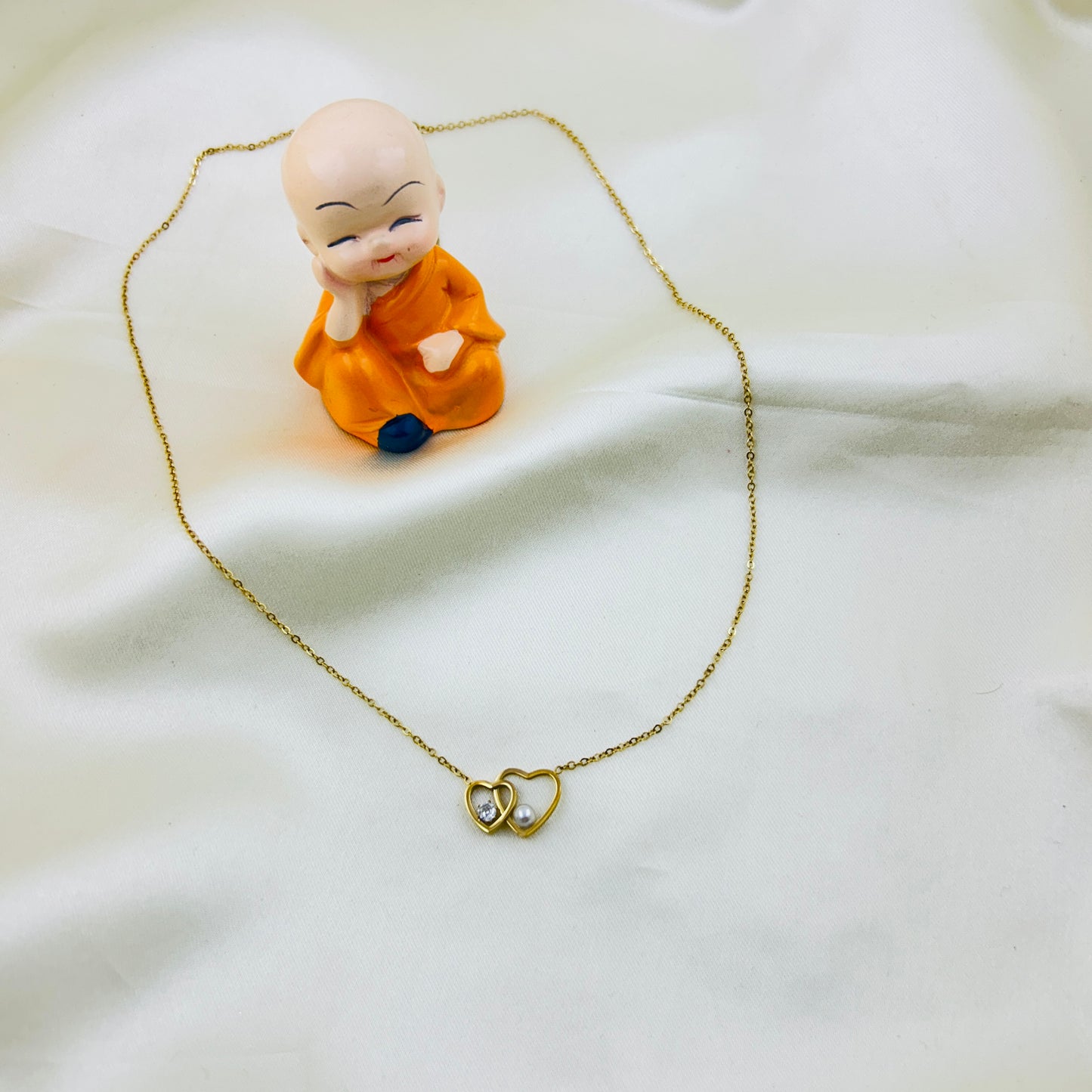 Mommy and baby heart pendant - demifine necklace