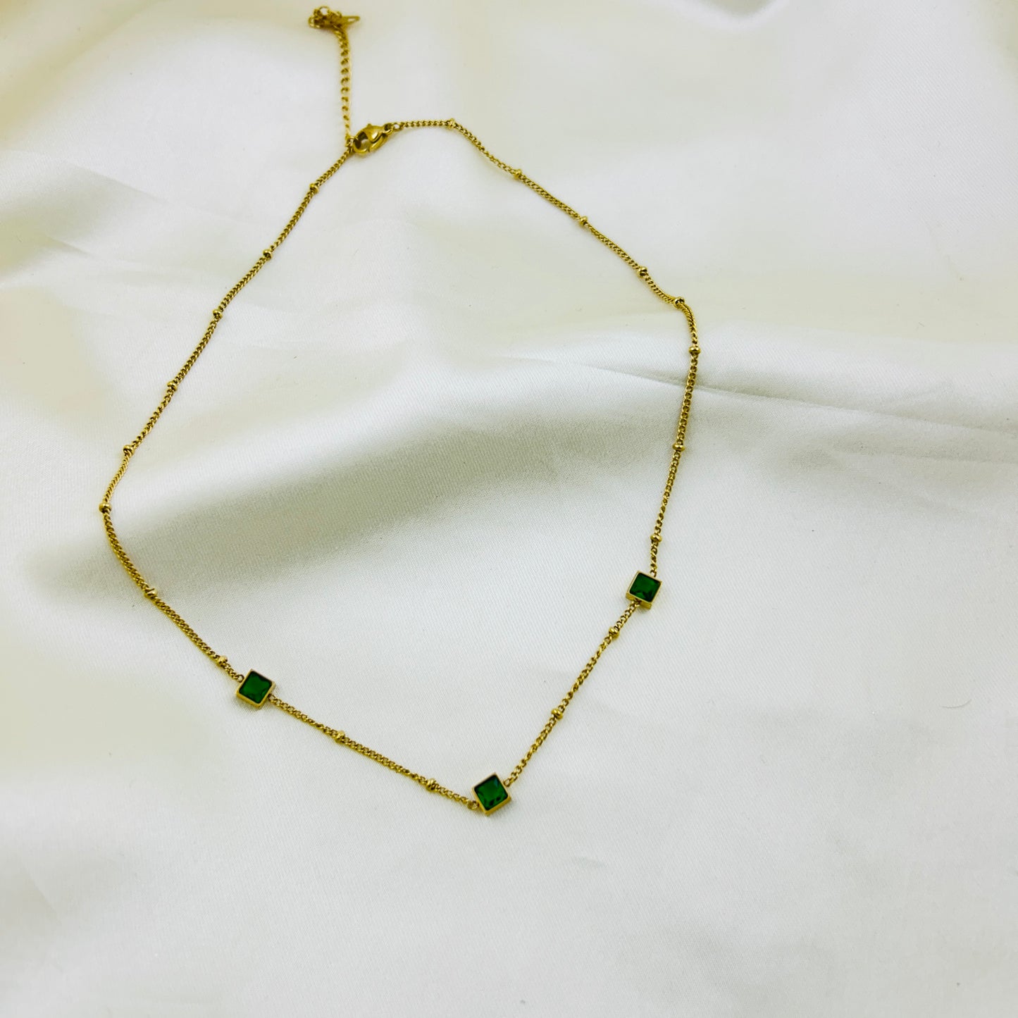 Three square lockets in a thin chain - demifine necklace