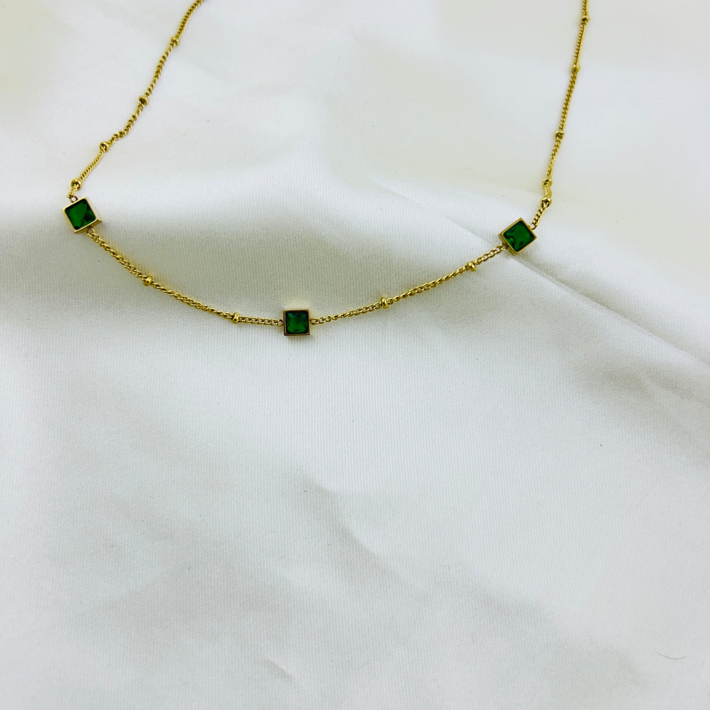 Three square lockets in a thin chain - demifine necklace