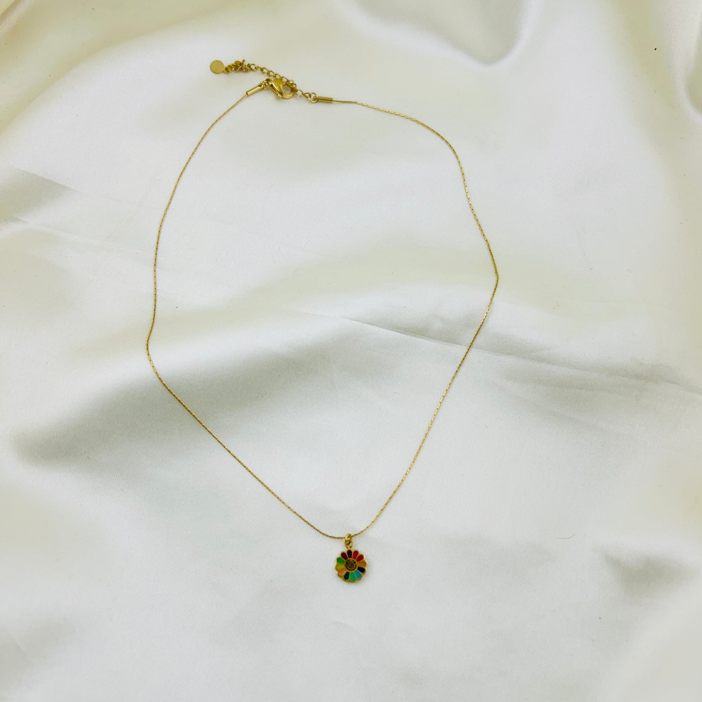 Tiny multicolor pendant in a thin chain - Demifine necklace