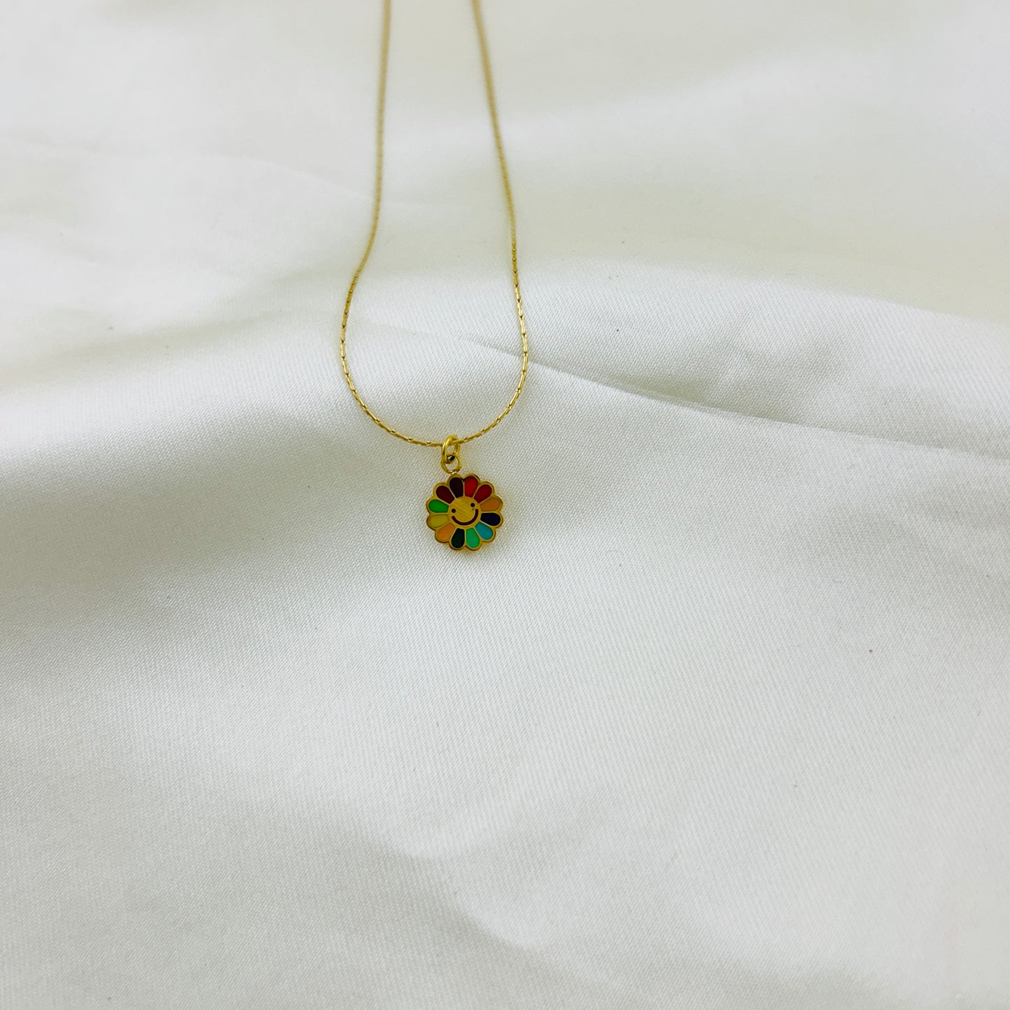 Tiny multicolor pendant in a thin chain - Demifine necklace