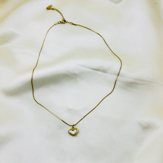 Tiny heart pendant in thin chain (two side use) - Demifine necklace