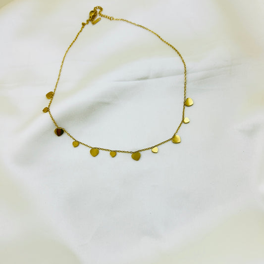 Multiple heart pendants around thin chain - Demifine necklace