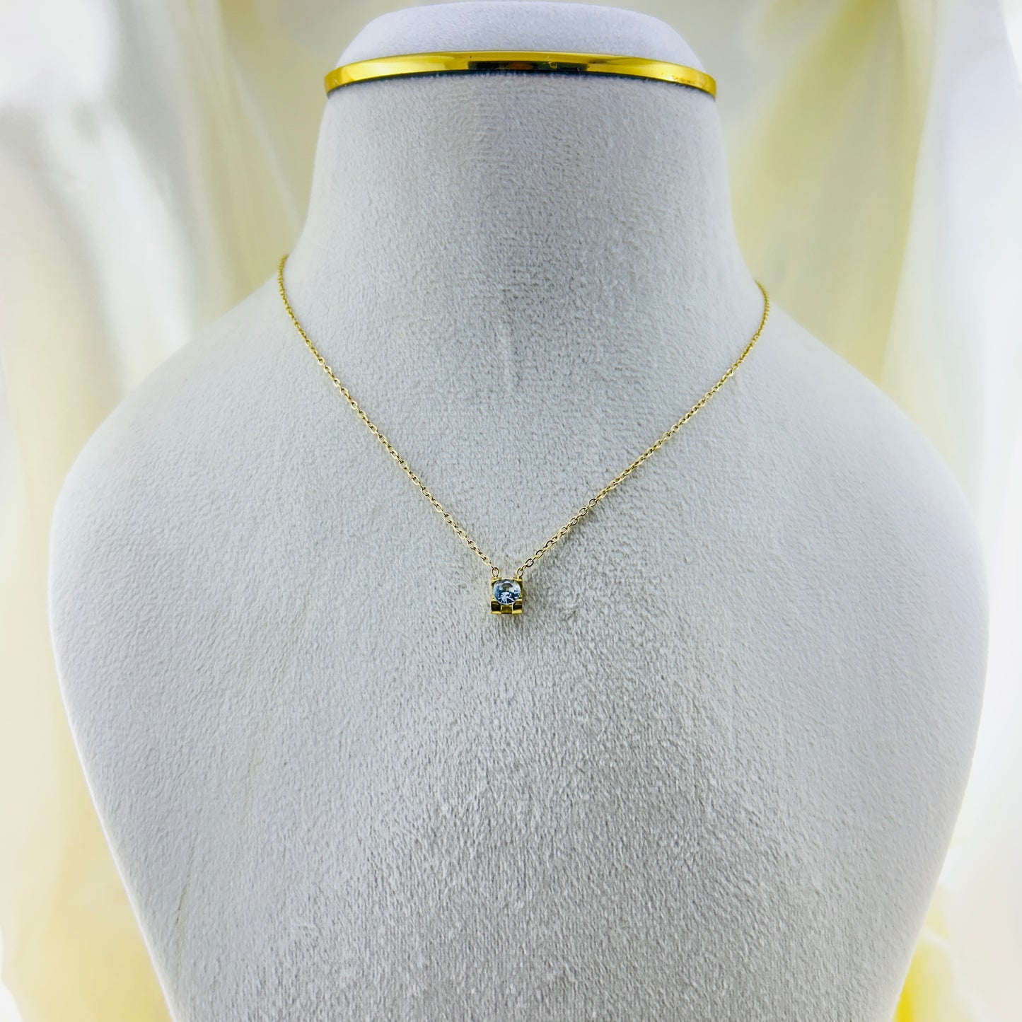 Single stone pendant and chain - demifine necklace