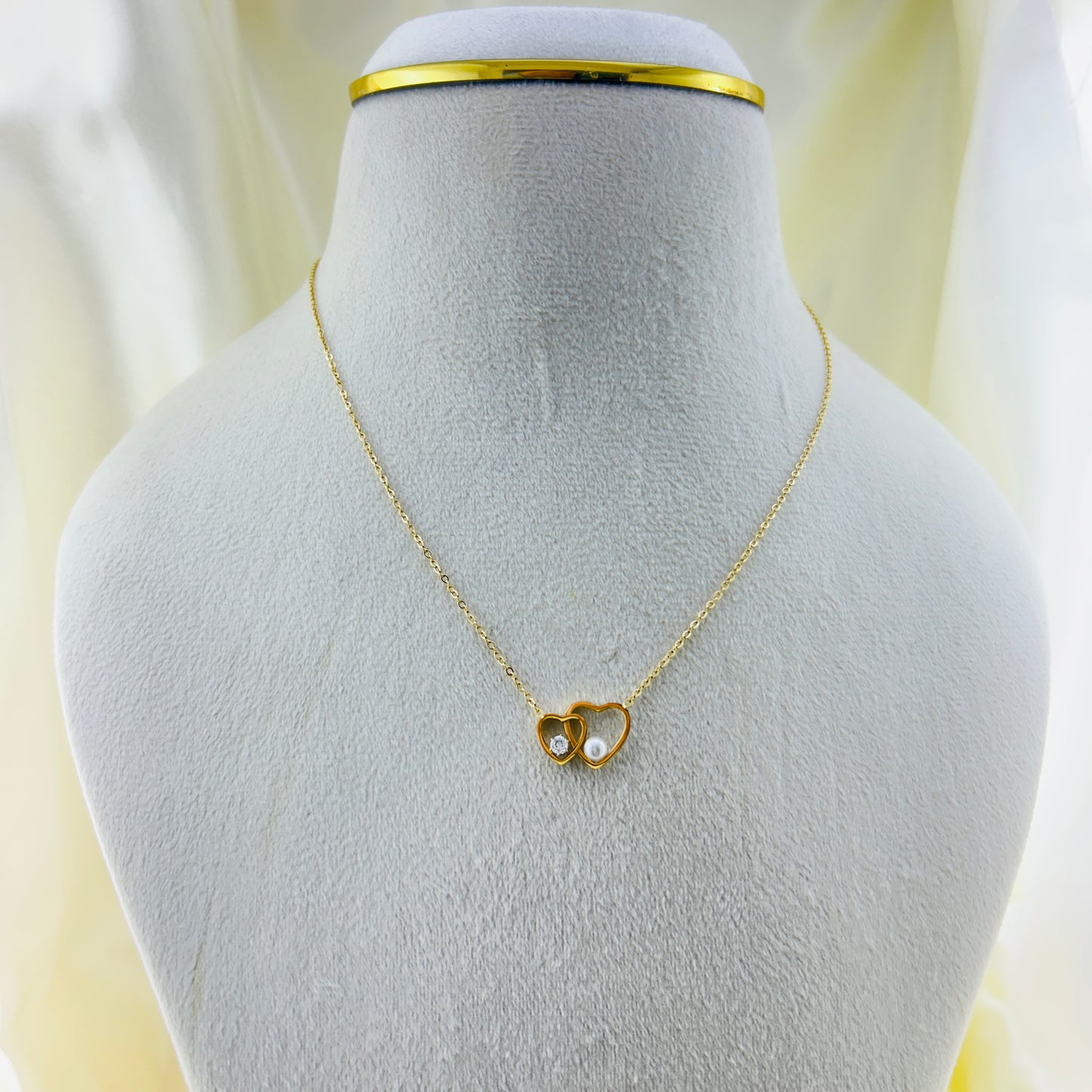 Mommy and baby heart pendant - demifine necklace