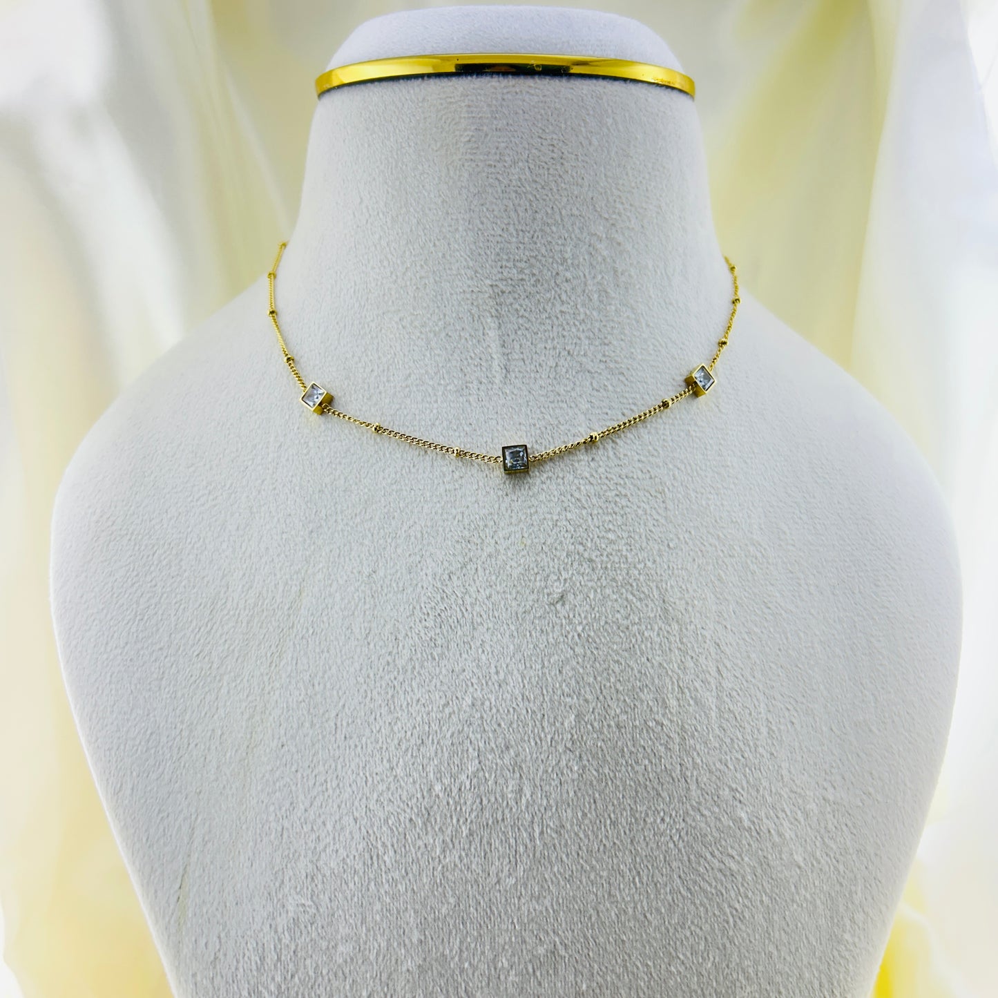 Three square lockets in a thin chain - demifine necklace