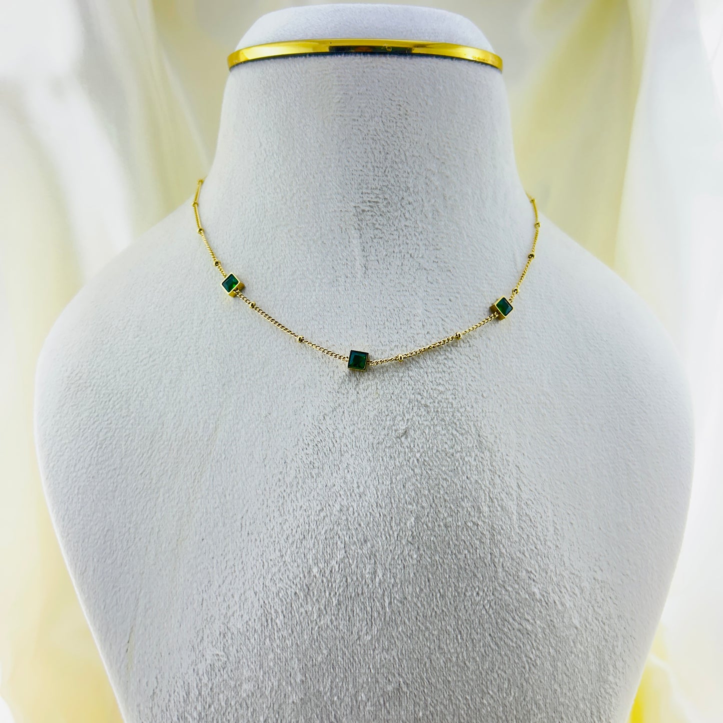 Three square lockets in a thin chain - demifine necklace