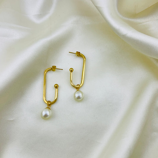 Pearl drop hangings - hoop earrings