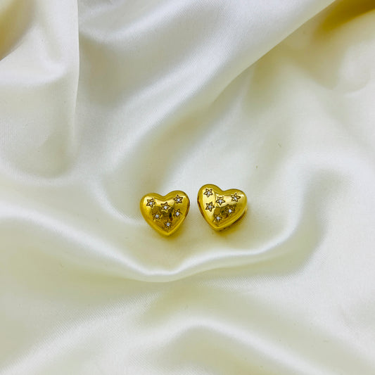 Star stone heart studs - hoop earrings