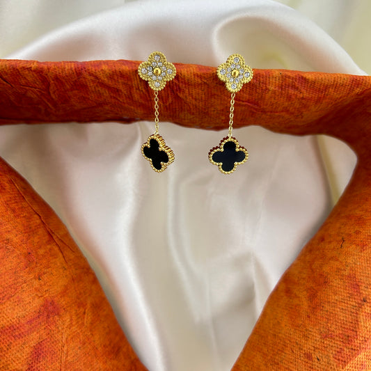 Clover enamel dangles - drop earrings