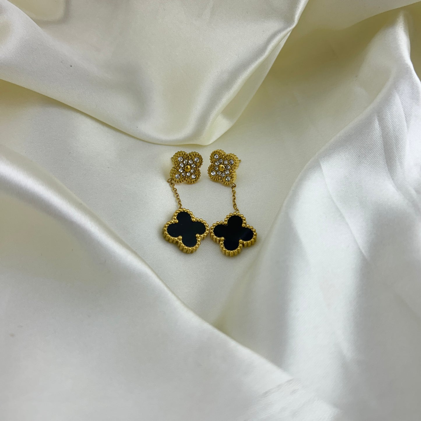 Clover enamel dangles - drop earrings