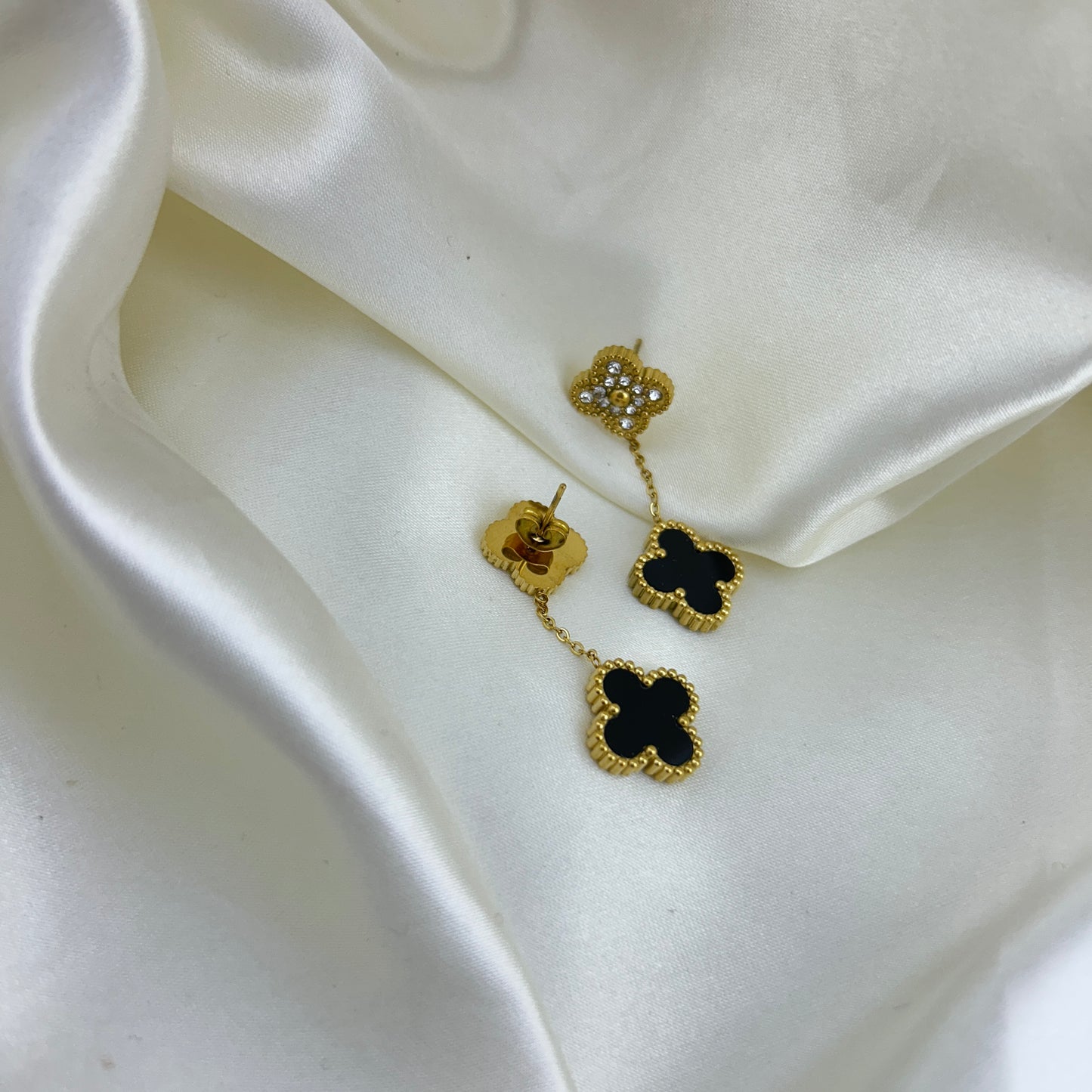 Clover enamel dangles - drop earrings