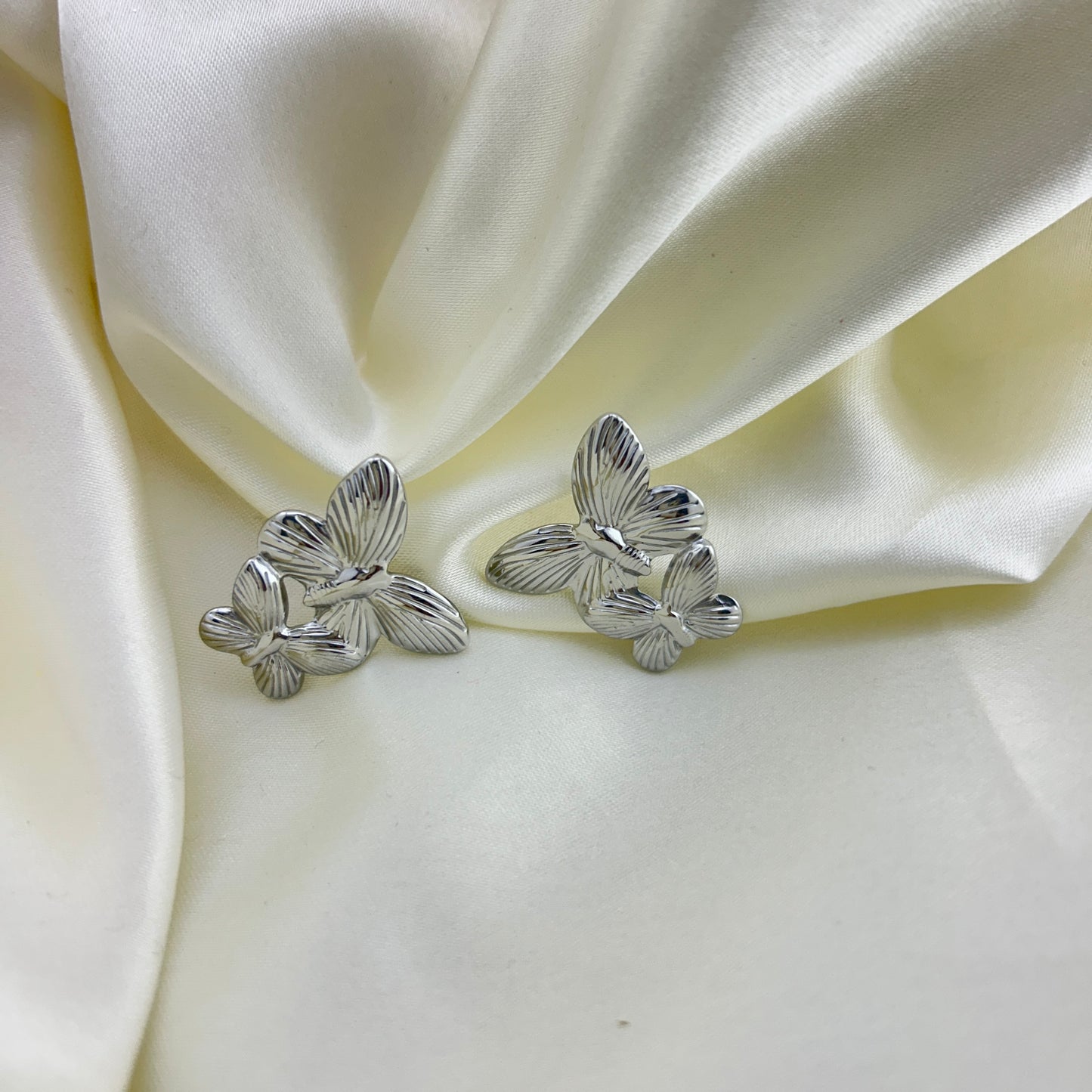 92.5 sterling silver plated Butterfly studs - dangle earrings