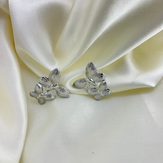 92.5 sterling silver plated Butterfly studs - dangle earrings