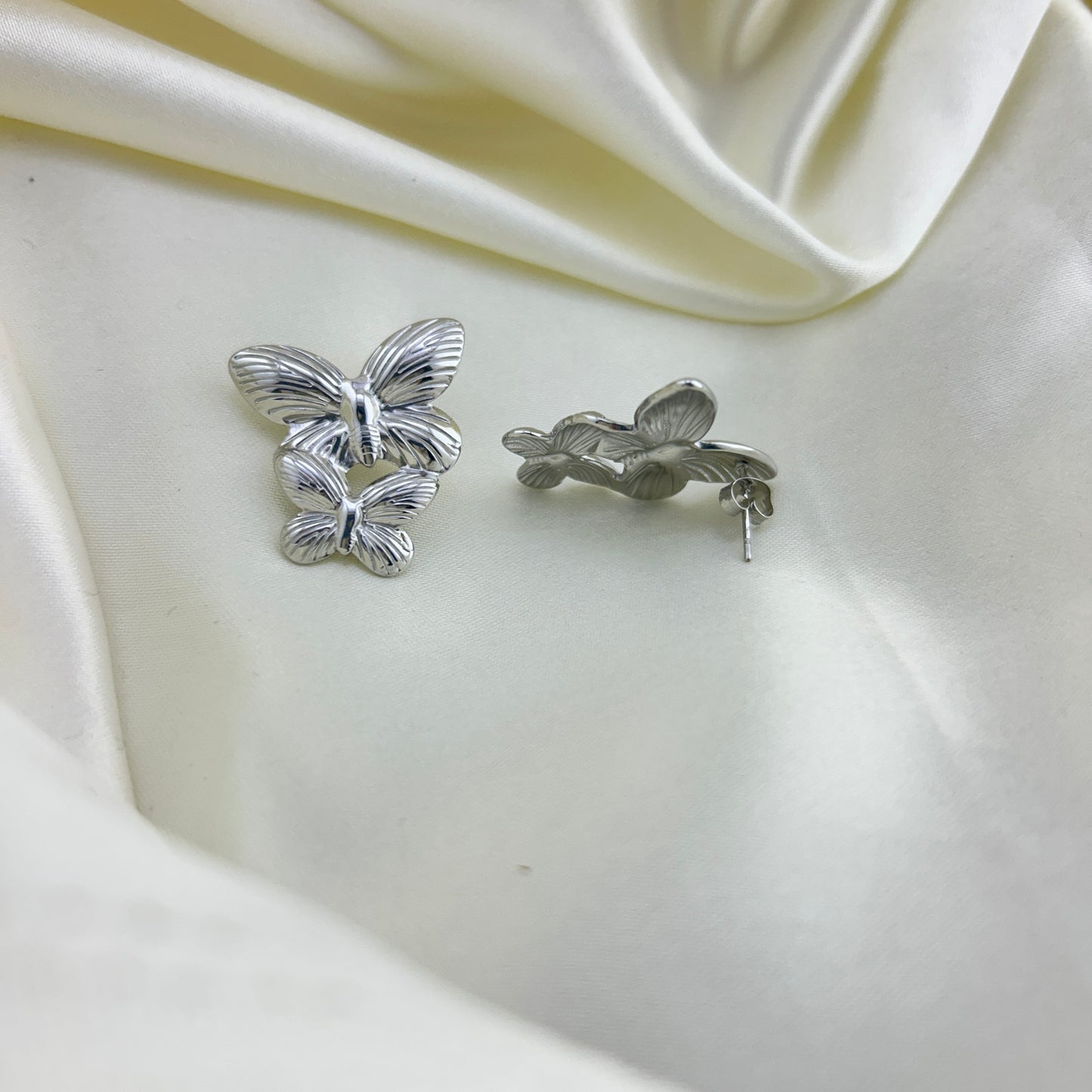 92.5 sterling silver plated Butterfly studs - dangle earrings