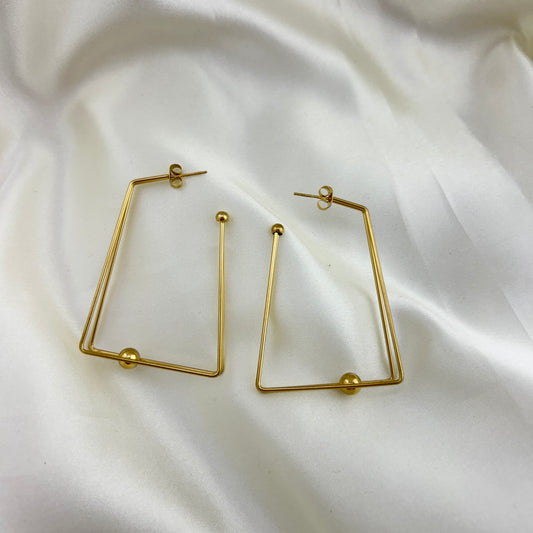 Big and bold double layer baguette rings - hoop earrings