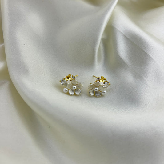 Nature inspired beautiful flower and butterfly studs - earrings