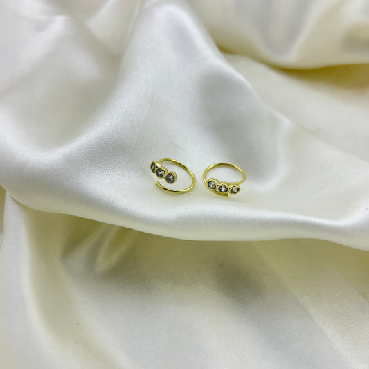 Zirconia adjustable rings - hoop earrings