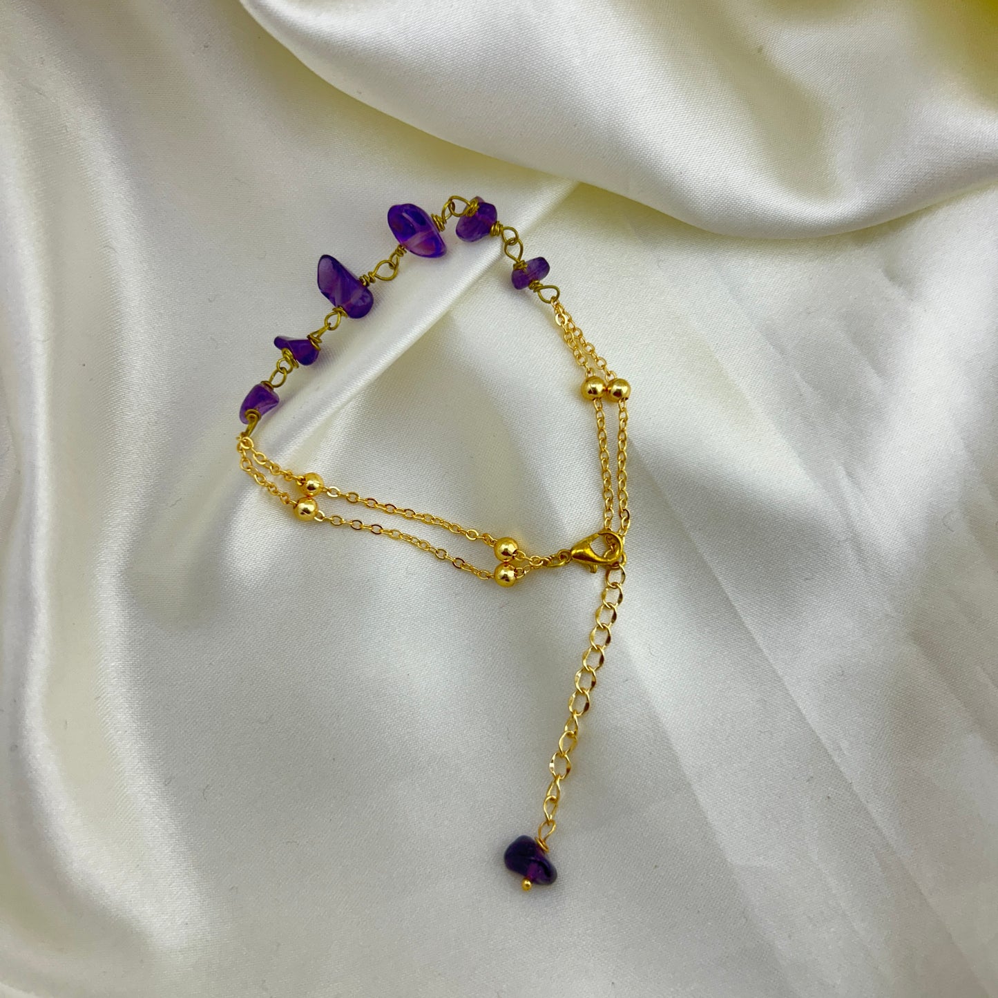Amethyst charm chain bracelet