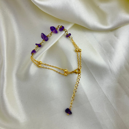Amethyst charm chain bracelet
