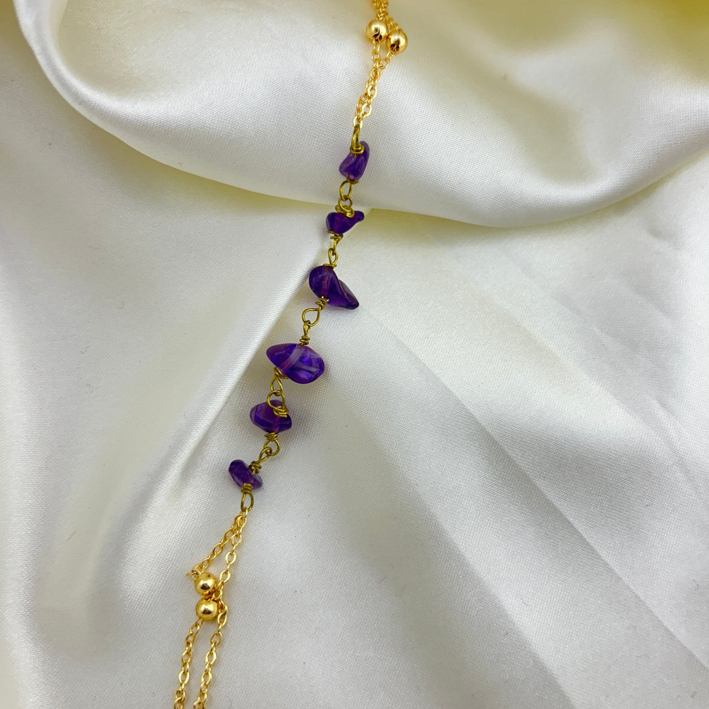 Amethyst charm chain bracelet