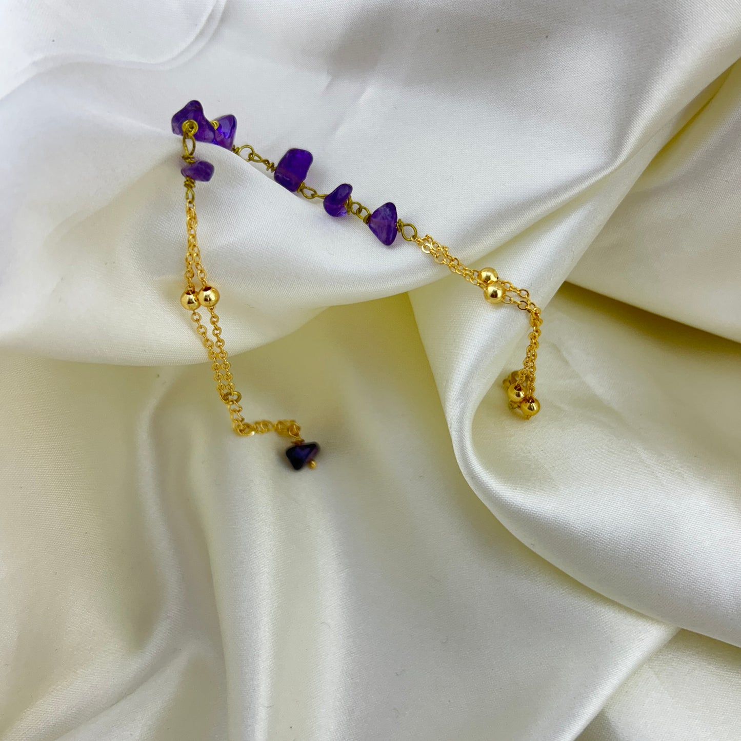 Amethyst charm chain bracelet