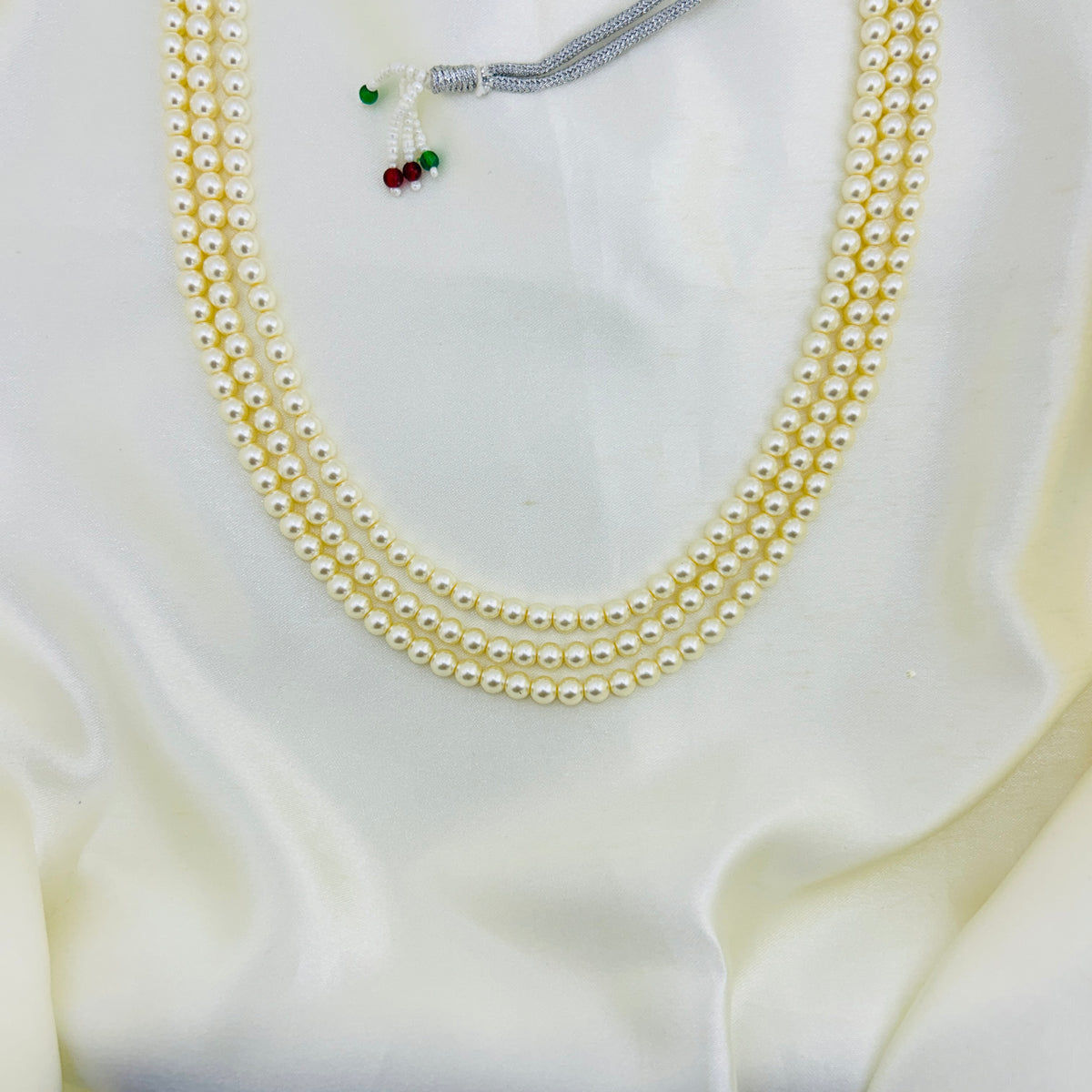 Three Layer Pearl Haara | Adjustable Length Layered Pearl Necklace
