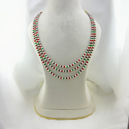 Three layered multicolor beaded necklace