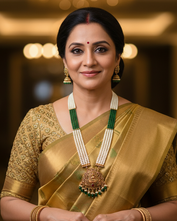 FOUR LAYER PEARL HAARA – LAKSHMI CENTRE PENDANT